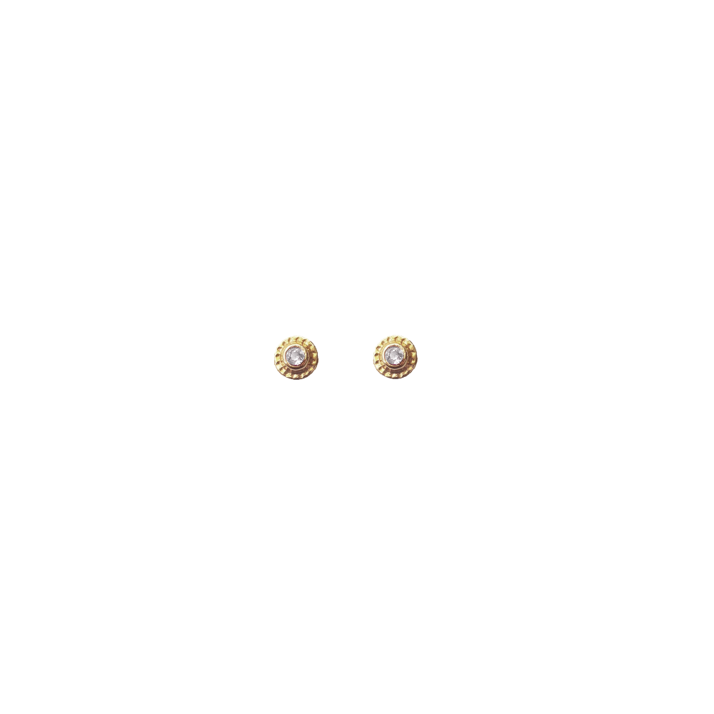 Abridor Flor Sol Circón - Enchape Oro 18k