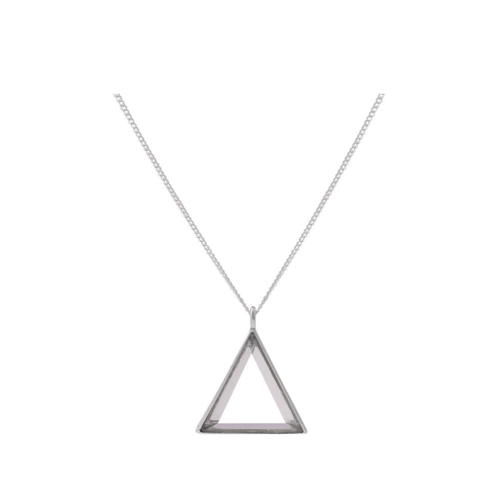 Collar Triángulo big Cuarzo Cristal - silver