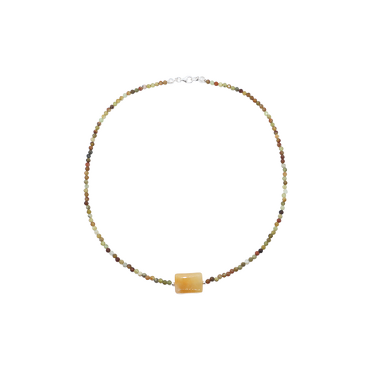 Collar Malie Ágatas amarillas - silver
