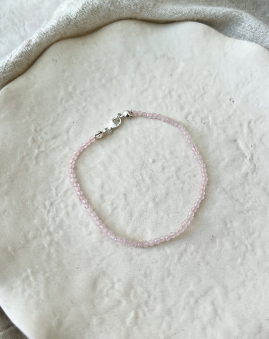 Pulsera Rainbow Cuarzo Rosa - Silver