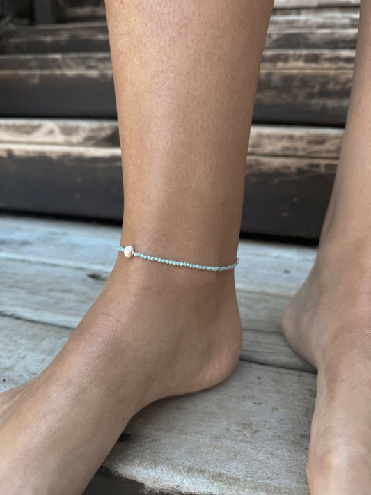 Tobillera Casie Amazonita - silver