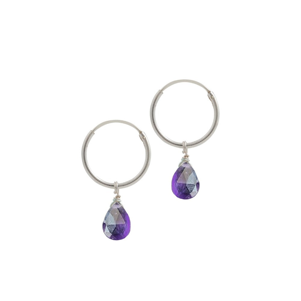 Argollas piedra Amatista - silver