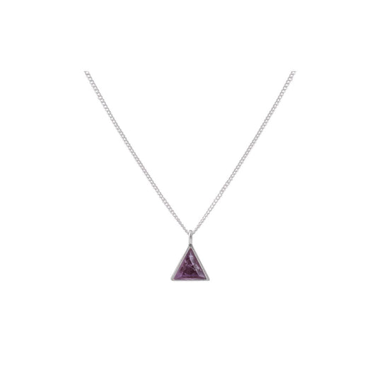 Collar Triángulo mini Amatista - silver