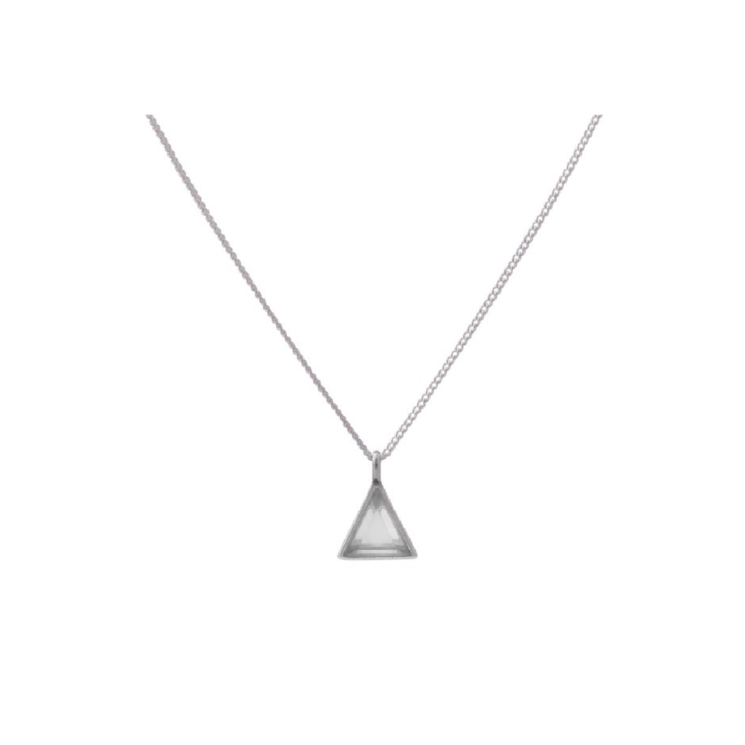 Collar Triángulo mini Cuarzo Cristal - silver
