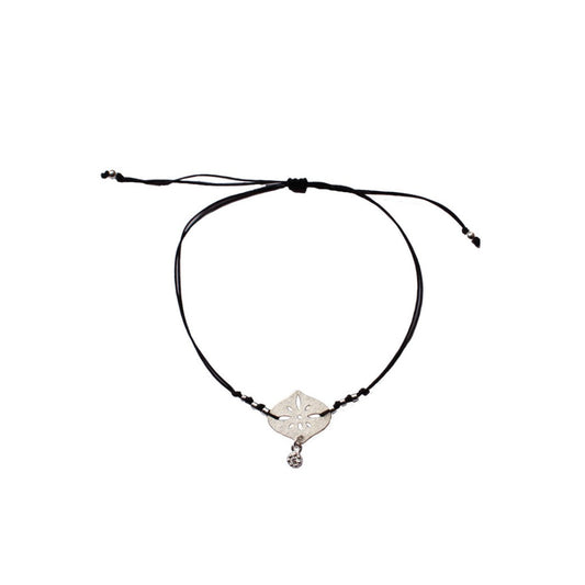 Tobillera hilo negro Caliz circón - Silver
