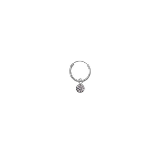 Argolla unidad circón circular 12mm - silver